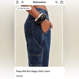 NWT Size 30 - Reformation Diego Mid Rise Baggy Utility Jeans (NWT $288)